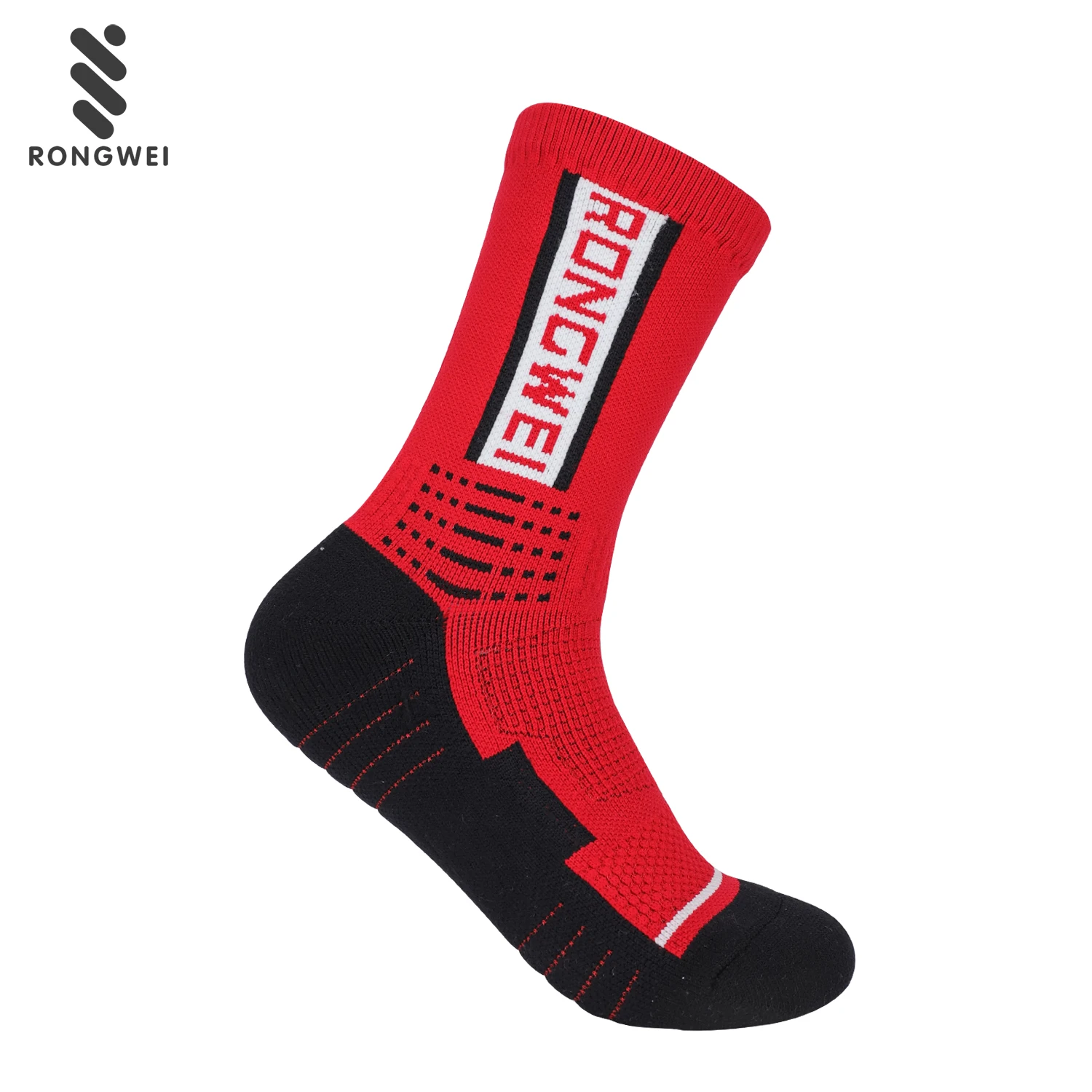 Custom professional breathable non-slip red crew basketball sports socks for mens