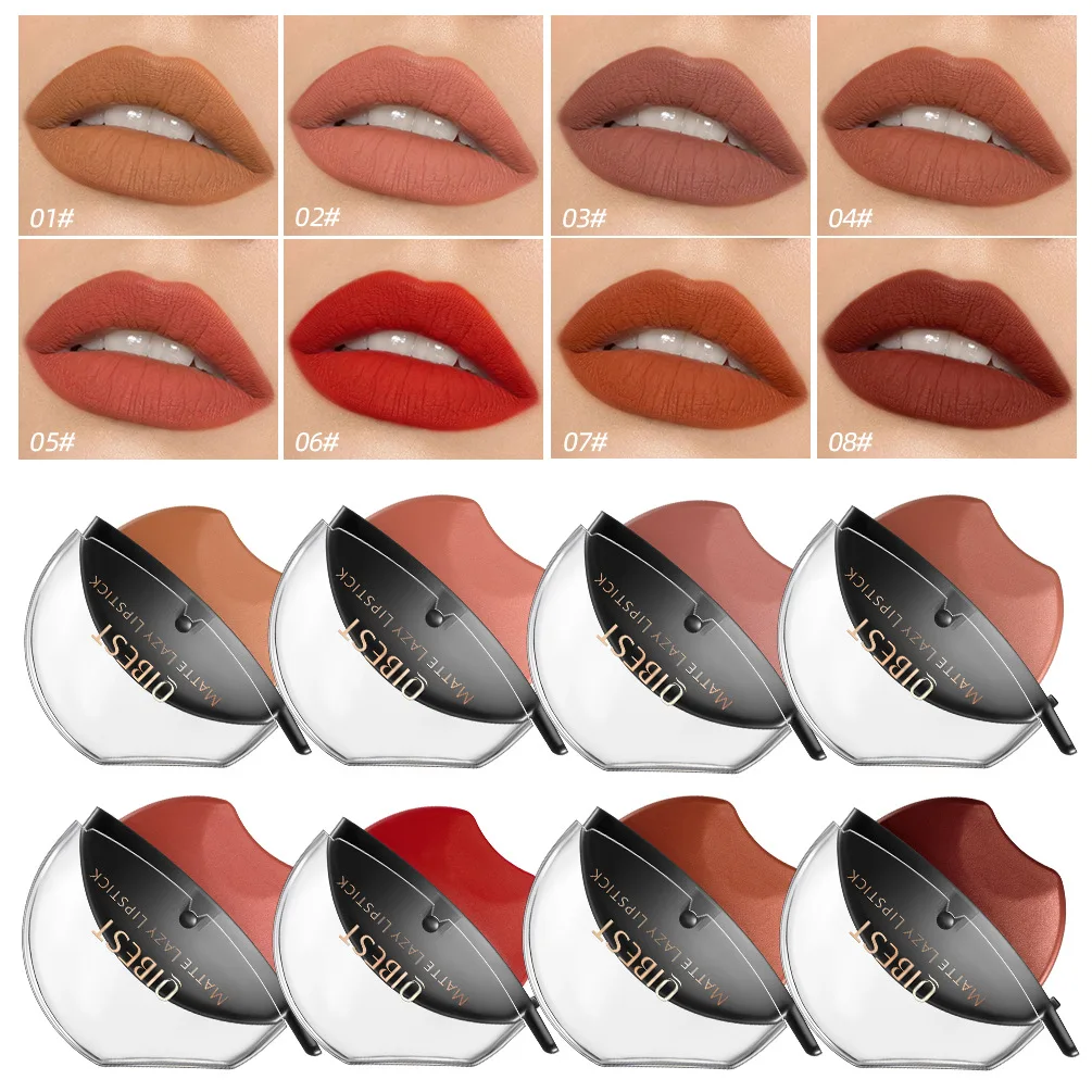 Lip-shaped Lipstick Seal Sip Into Makeup Lazy Blush Lipstick Velvet Matte Lip Fog Makeup Effect Gloss Waterproof Non-stick Cup