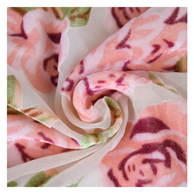 hot sale high quality print Nylon Viscose Burnout Velvet fabric for clothing