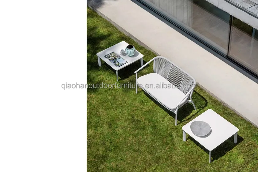 
Patio Morden Leisure Aluminum Garden Woven Rope Restaurant Outdoor Double Long Sofa lover Chair 
