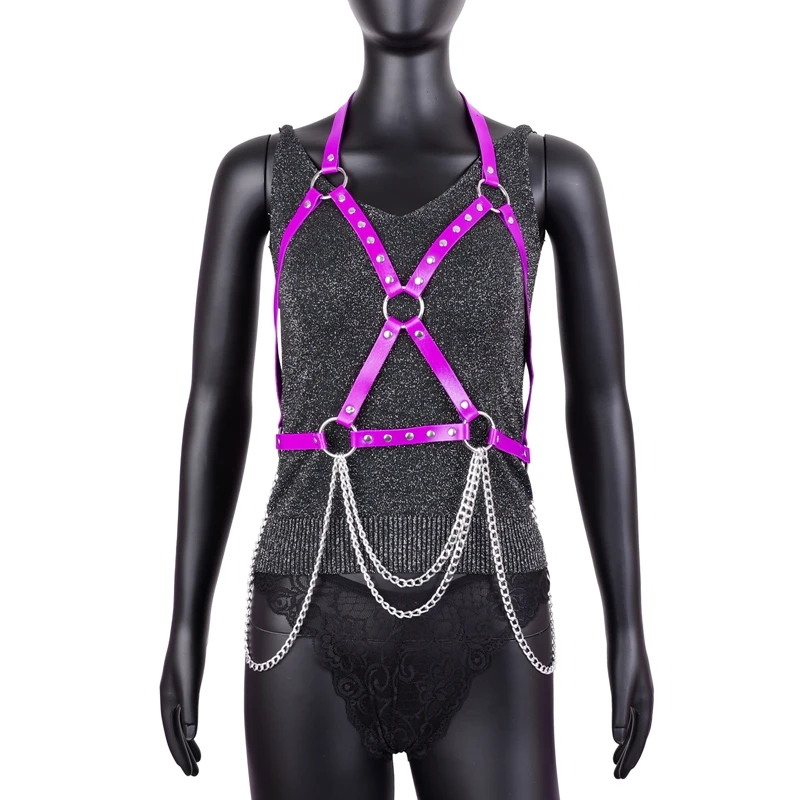 Women Punk Body Harness Leather Gothic Rave Party Night Body Chain Body Chain Set Costume Party Dance Festival Accessory