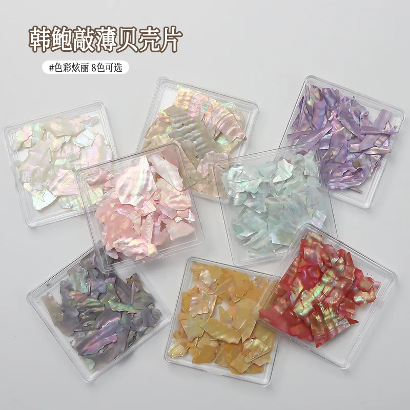 Chic and Delicate Nail Art Decorations - Thin Japanese Mica Pieces and Irregular Multicolor Shell Rhinestones