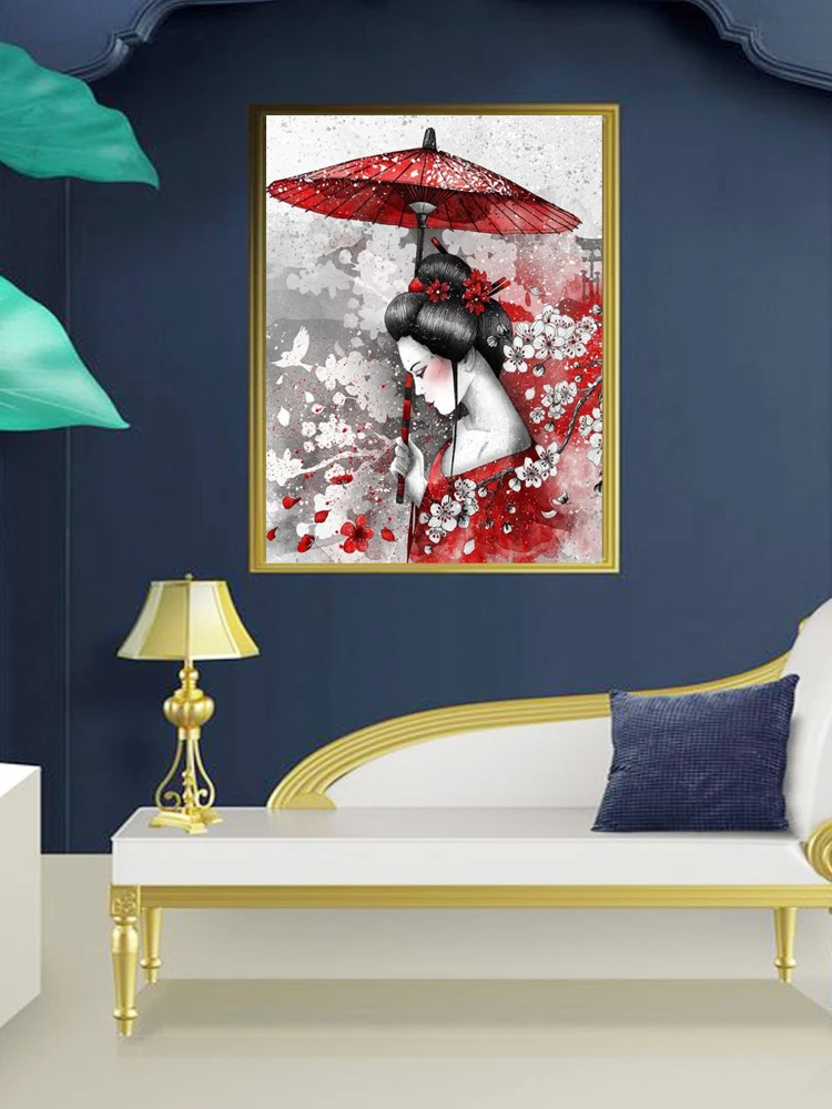 Diamond Painting Japanese Full Square Portrait Diamond Embroidery Picture Mosaic Rhinestones Wall Art