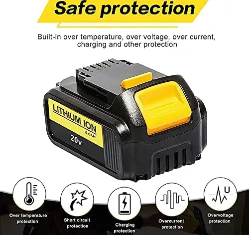 20v 6000mah Power Replacement for Dewalt Tool Li-ion Battery Cordless Parts Dcb200 Dcb201 For Dewalt Cordless Drill Battery