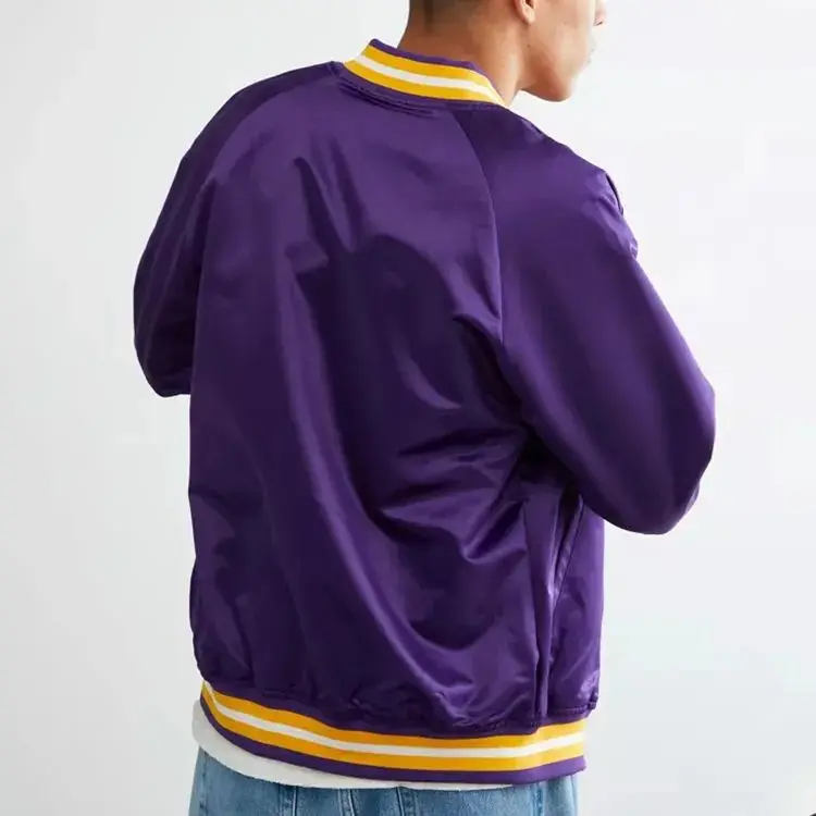 Custom College Pilot Jacket Embroidered Baseball Jacket Reversible Silk Satin Varsity Jacket For Men