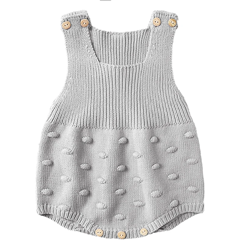 
sleeveless infant pullover knitted baby romper solid cable girl romper 