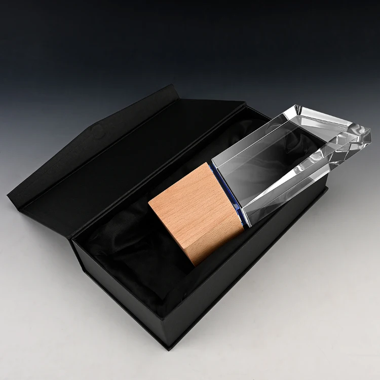 Shining  blank wooden trophy Crystal Cup Solid Wood award  Creative Excellent Employee Award