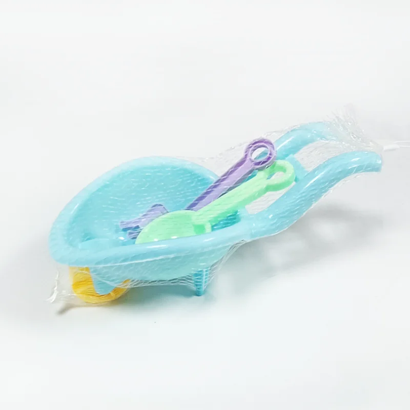 China manufacturer supply plastic summer beach toy set for kids with wheelbarrow beach cart bucket toys