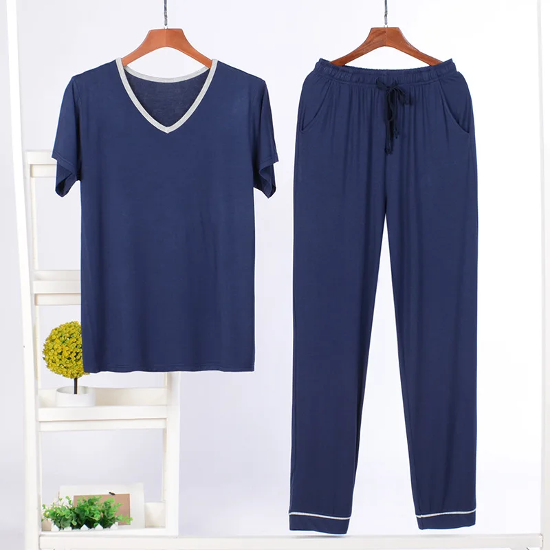 Hot selling short sleeve modal  homewear mens Knitting  pajamas set sportswear