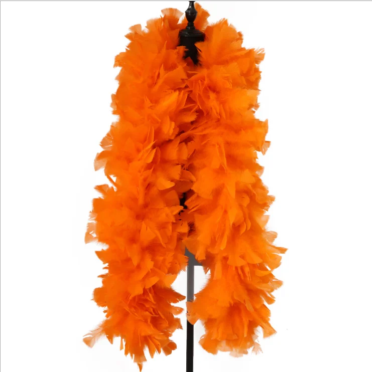 Прямая продажа, украшение на рождественскую елку для вечеринки, 2 м, 200 г, большое перо из индейки, оранжевого, черного меха, удаа