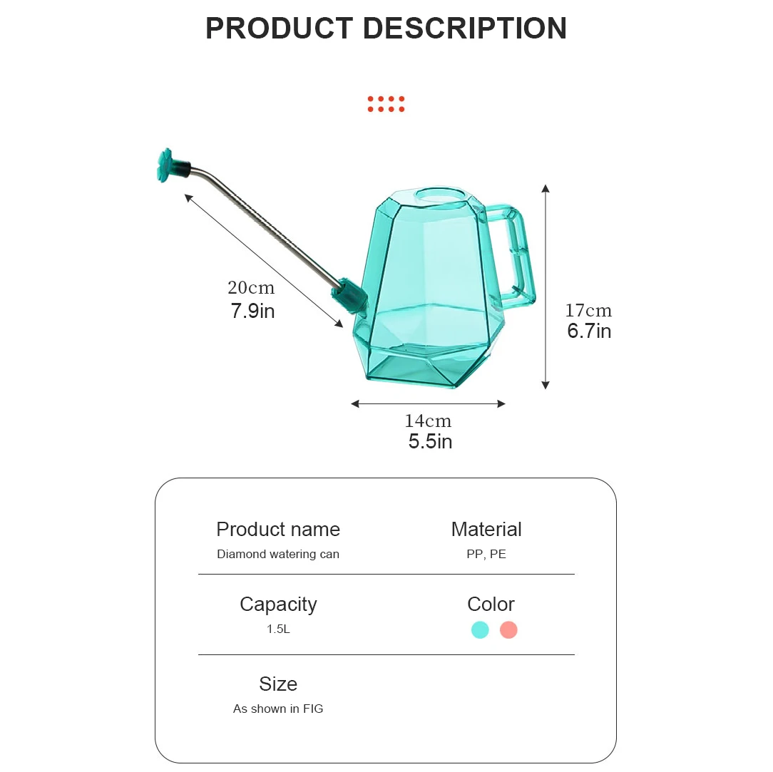 1.5L Plastic Water Can Durable Indoor / Outdoor Garden Used Decorative Watering Can With Detachable Small Flower Sprinkler