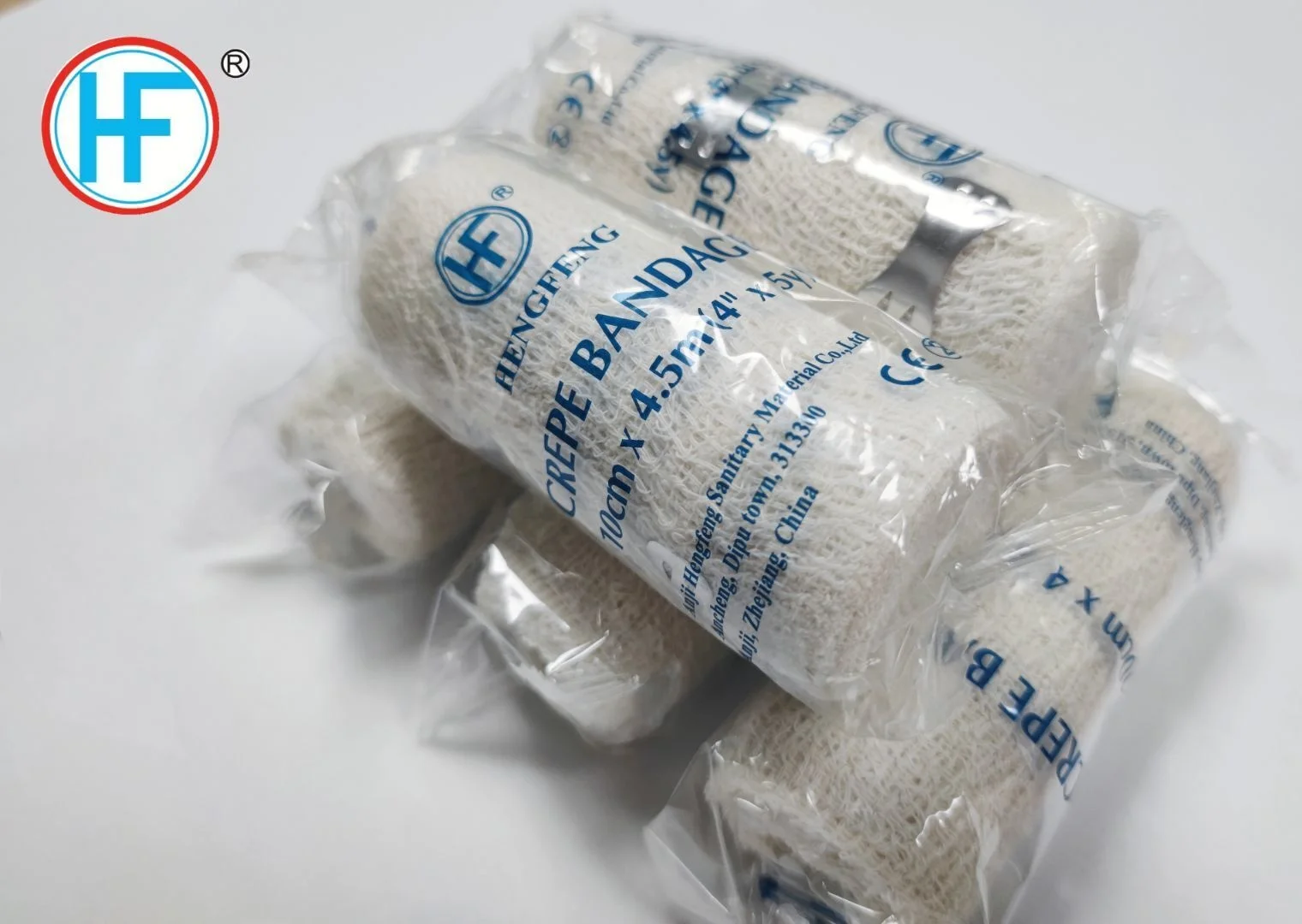 Factory Direct Medical Stretchy Natural Color Elastolite  Cotton Crepe Bandage with metal clips
