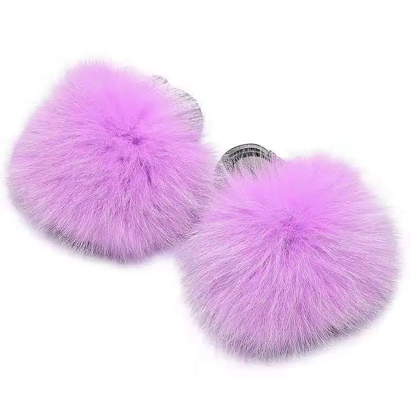  New Style Popular wholesale Real Fox Fur PVC Soft Comfortable Insole With Back Strap Kids