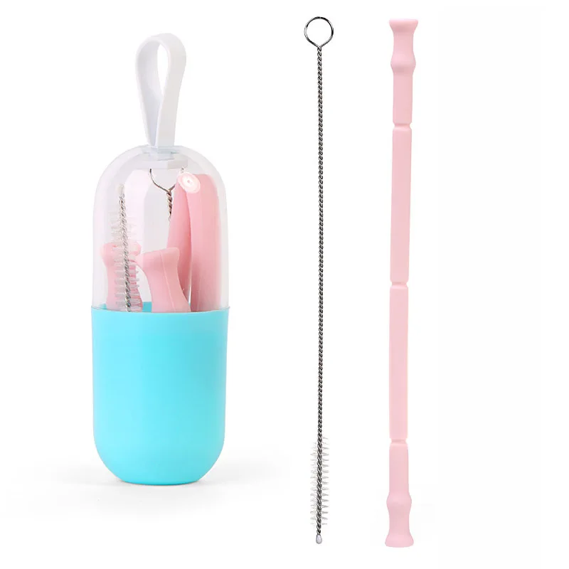 
2021 hot style Foldable and Portable silicone Straw Set 