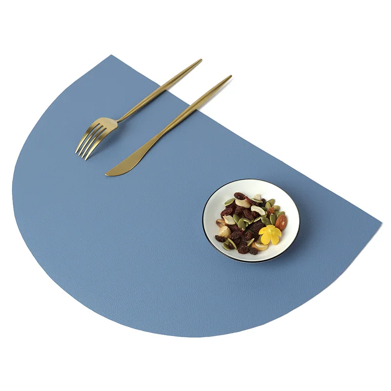 Custom Leather Round Table Mat Eco friendly  Scalloped Disposable Laser Cut Food Placemat For Dinner Table