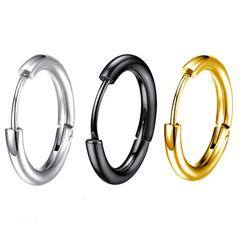 Trendy 18K Gold Plated Stainless Steel Round Huggie Hoop Earrings | Unisex Fashion Earrings for Men, Women, & Students