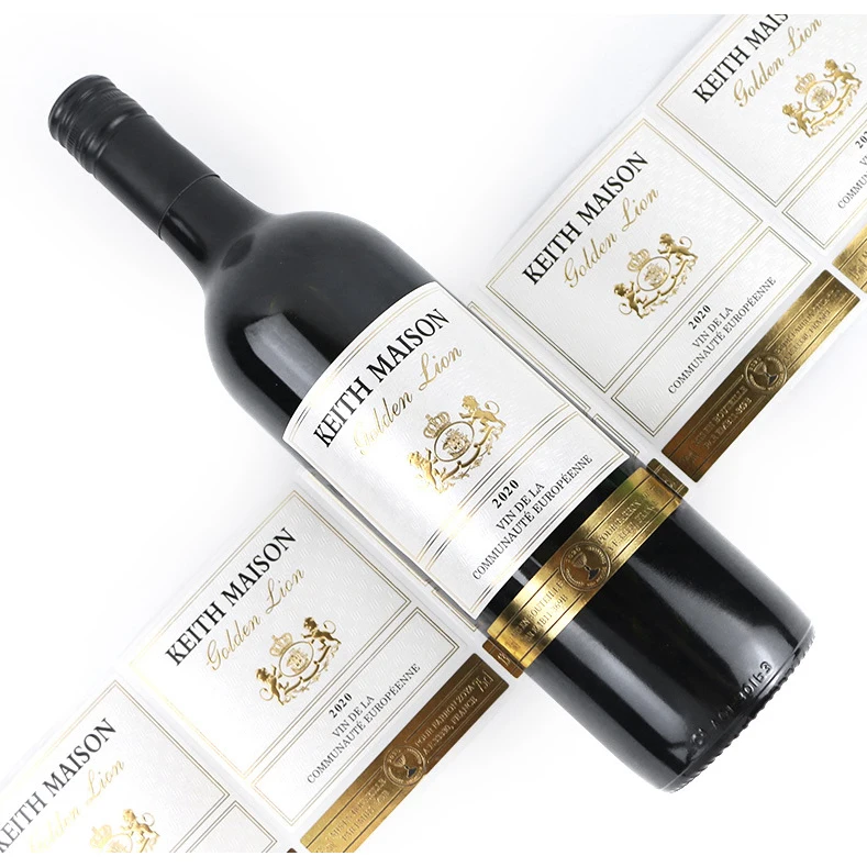 Custom Printing Embossed Brand Logo Gold Foil Private Sweet Red Wine Bottle Label Sticker