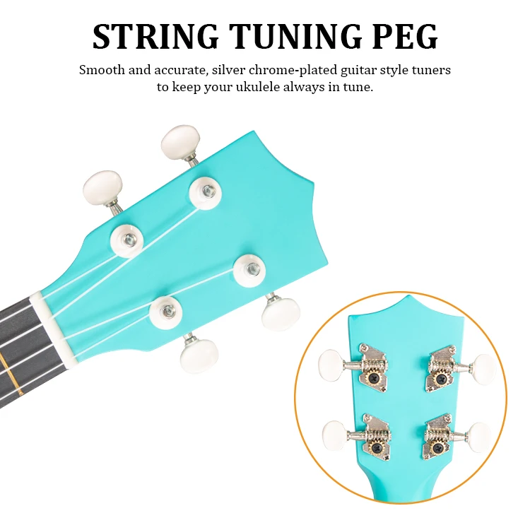 Factory Whole Sale Green Color Linden Ukulele For practice 21 inch Soprano Wood Ukulele