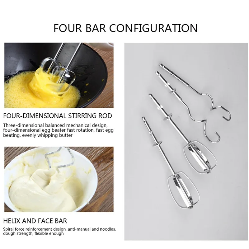 150w/200w/250w/300w Hand Mixer Electric Power Handheld Mixer For Baking Cake Egg Cream Food Beater 5-speed With Turbo
