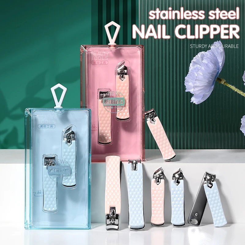 LMLTOP 2pcs Round Slant Edge Nail Cutter Carbon Steel Small Big Portable Finger Clipper With File for Home Salon SY540-41