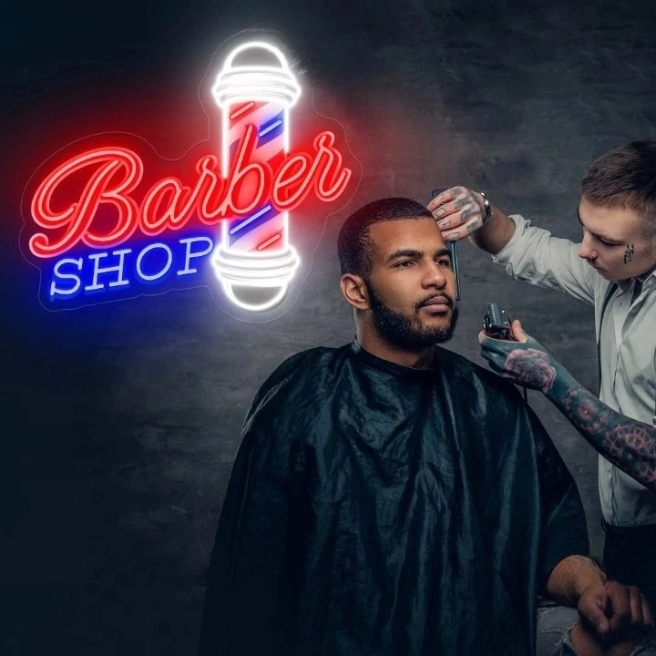 Neon Sign Custom Business Decor Barber Shop Sign Wall Decor  hairdressing salon led sign Personalized Gifts Open Shop