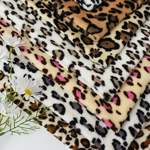 Hot Sale stock double-sided printed leopard leopard dot printed coral flannel fleece fabric for bathrobe pajamas