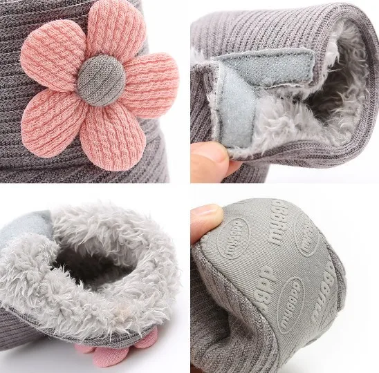
2020 New Born Baby Soft Sole Flower Winter Boots 0-1 Years Toddler Shoes 