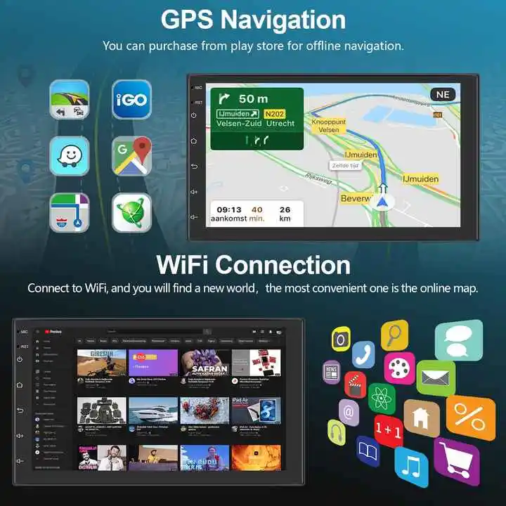 Универсальный Android 13 Autoradios сенсорный экран 7 9 10 дюймов стерео Carplay & Авто Радио мультимедийный плеер для всех автомобилей