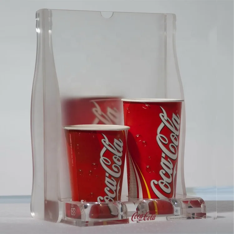 Clear acrylic bottle display stand advertising brochure rack with sign holder