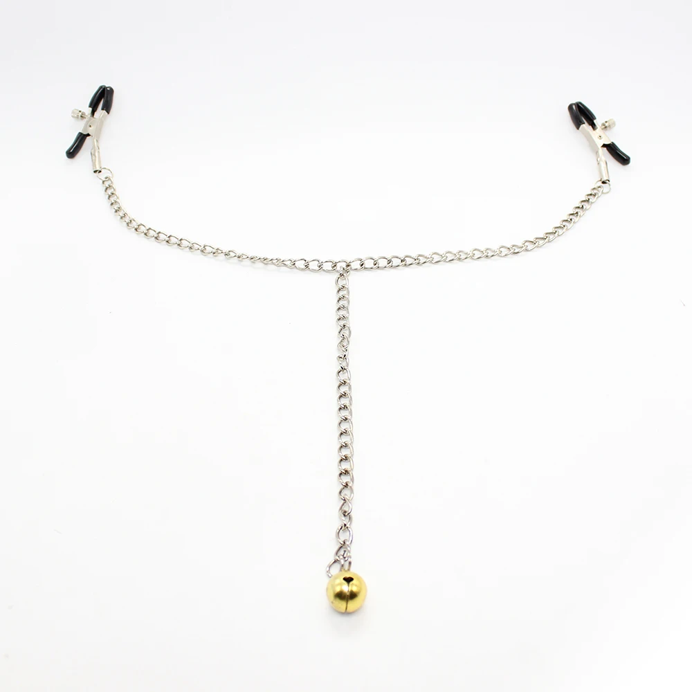 Metal Chain Bells Double Nipple Clips Restraint Body Piercing Nipple Piercing BDSM Fetish Role Playing Couples Slave Sex Bondage