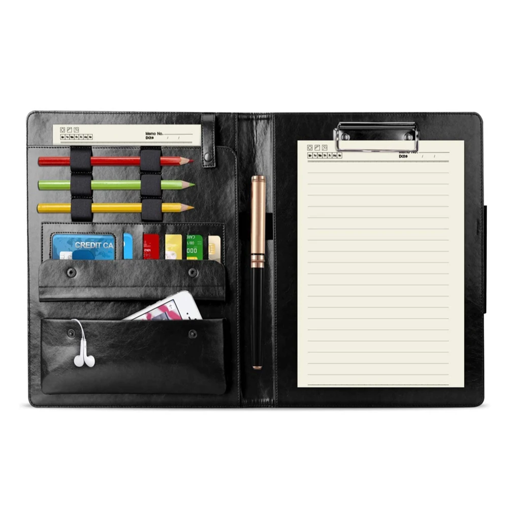 
Pencil Holders Premium Leather Business Document Organizer Resume Portfolio Folder for Office School 