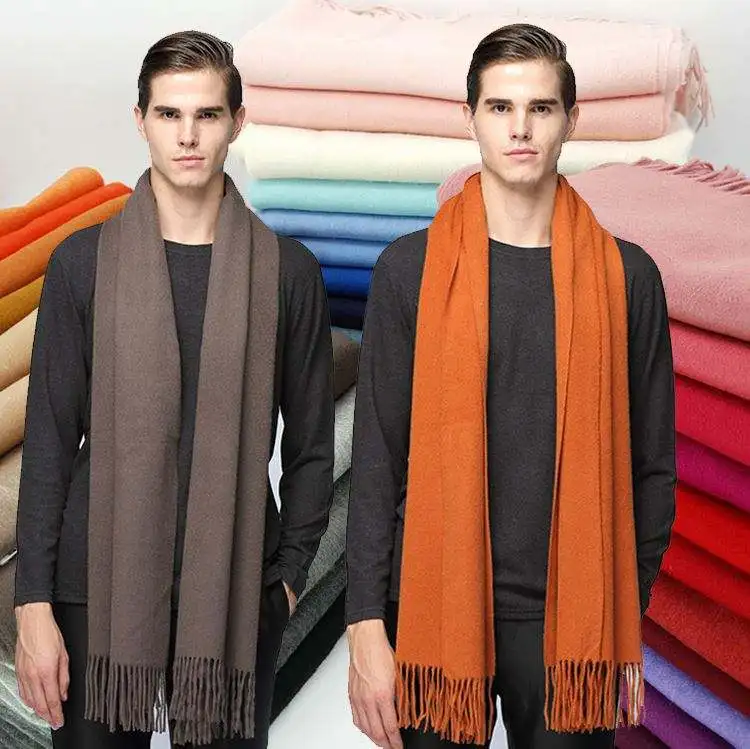 Wholesale Scarf Cashmere Feeling Solid Color Fashion Man Thick Winter Pashmina Shawls Scarves