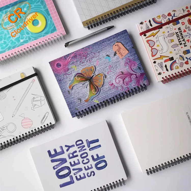 Personalized PP Cover Spiral Bound Children Painting Drawing Notebook Blank Inner Spiral Sketchbook With Handle For Kids