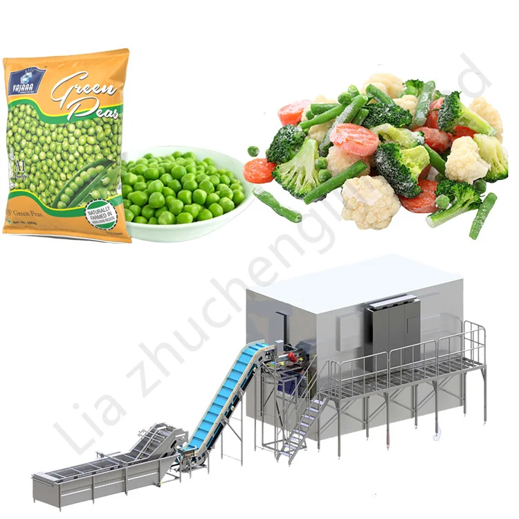 Industrial vegetables fruits seafood prepared food green peas beans IQF Fluidized bed freezing machine (1600670713931)