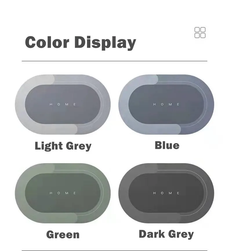 Factory new design anti slip quick dry bath diatomite soft  diatomite absorbent bathroom door mat