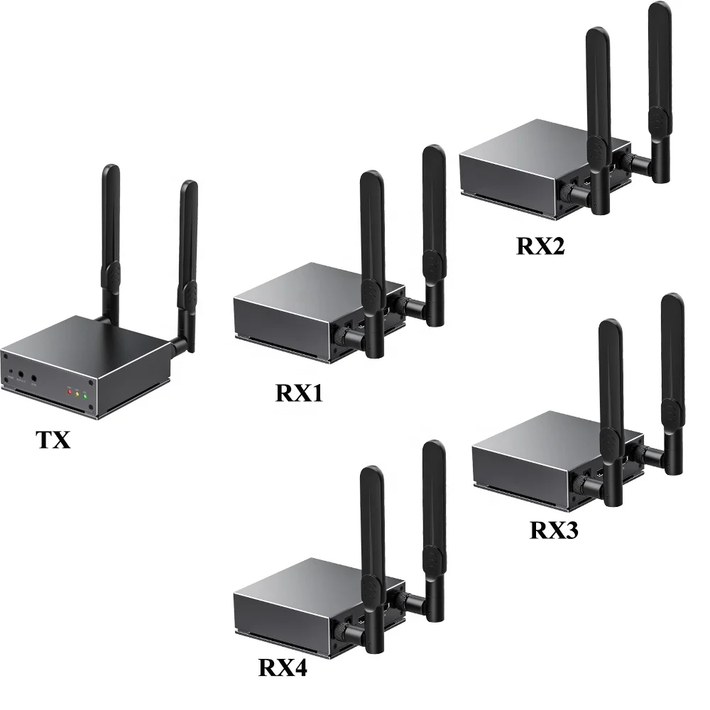 200m Wireless 1 Transmitter and Max 4 Receiver HDMI Video Extender 1x4 1 To 4 for DVD STB Camera Computer PC To TV Monitor