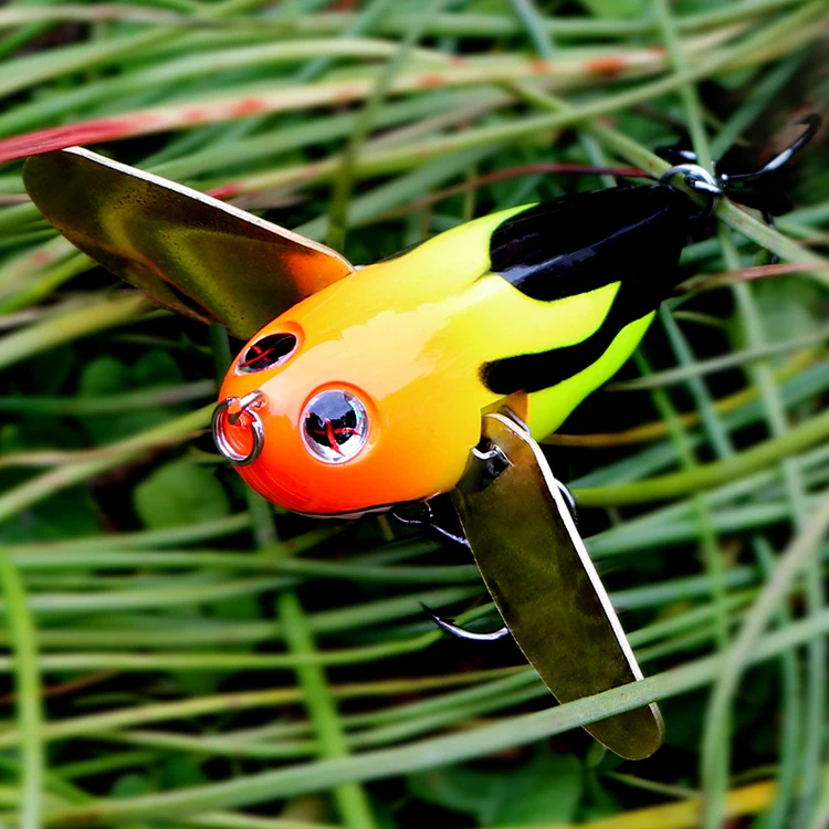 YH122 Bee-shaped Lures Carbon Steel Treble Hooks Bee Lure 6cm/12.5g Insect Bait Hard Bait Popper