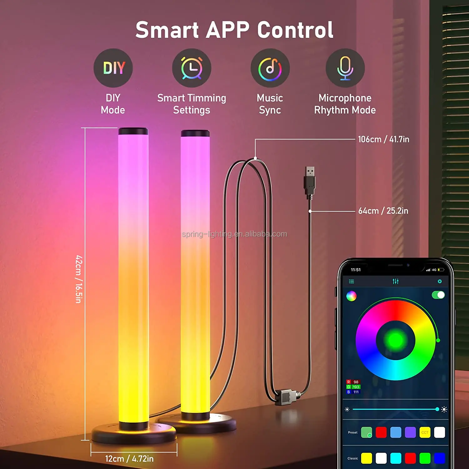 RGBIC wireless control 2.4G wireless Wifi control Disk LED ambient lamp game lighting lamp