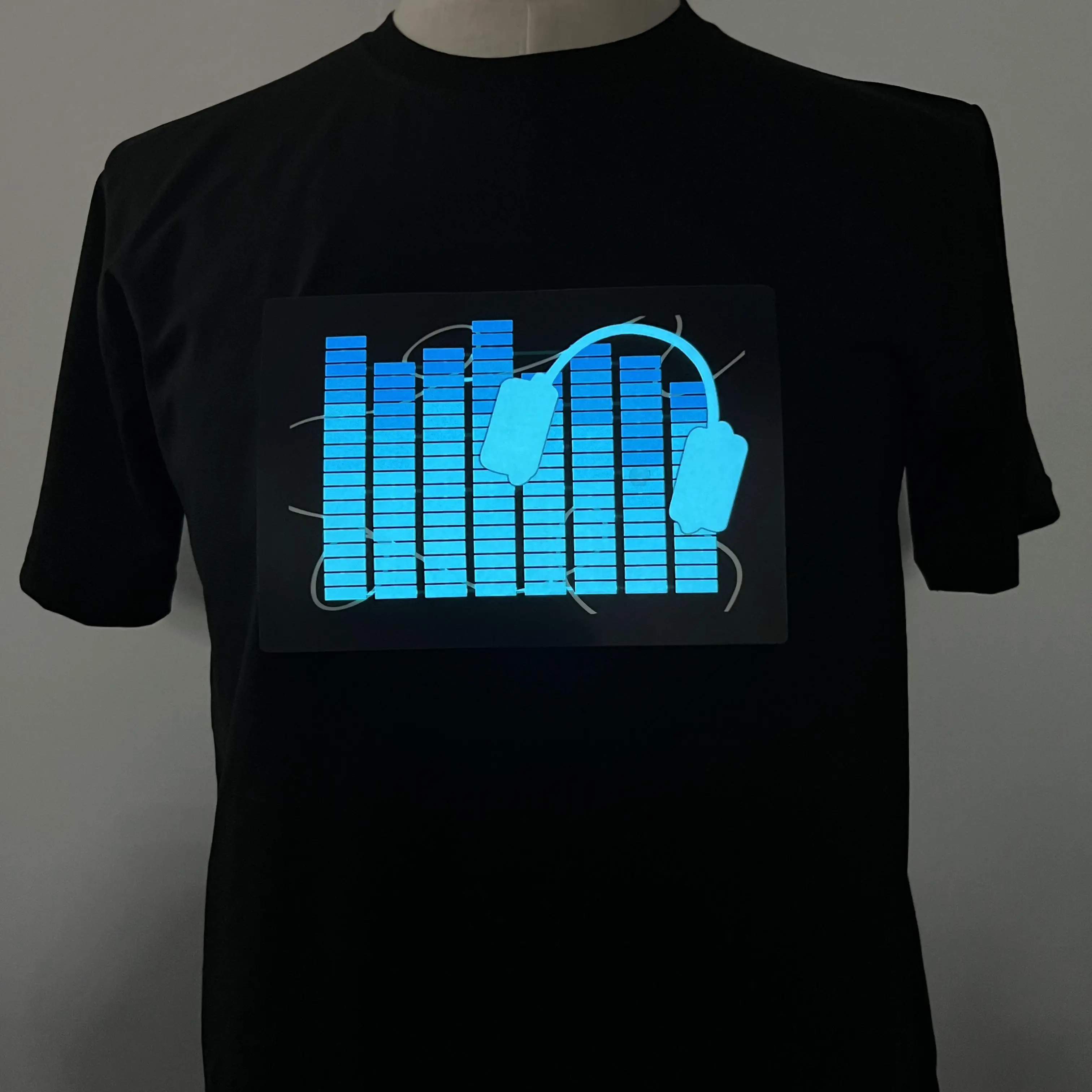 Wholesale Custom Sound Activated EL Flashing Tshirt LED T shirt el panel T Shirt