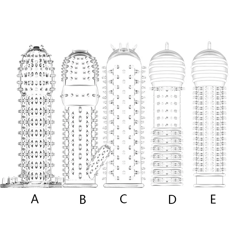 High Elasticity Reusable Penis Extender Sleeve Crystal Condom Delay Ejaculation Sex Toys For Men Intimate Goods