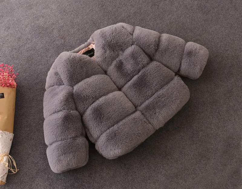x21011 wholesale Faux fur coat for kids winter Cardigan Long Sleeve Thick Warm Winter Coats 6m to 10years