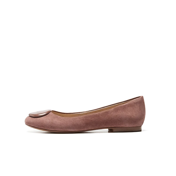 Casual style high-end leather round toe women loafers flat walking style shoes