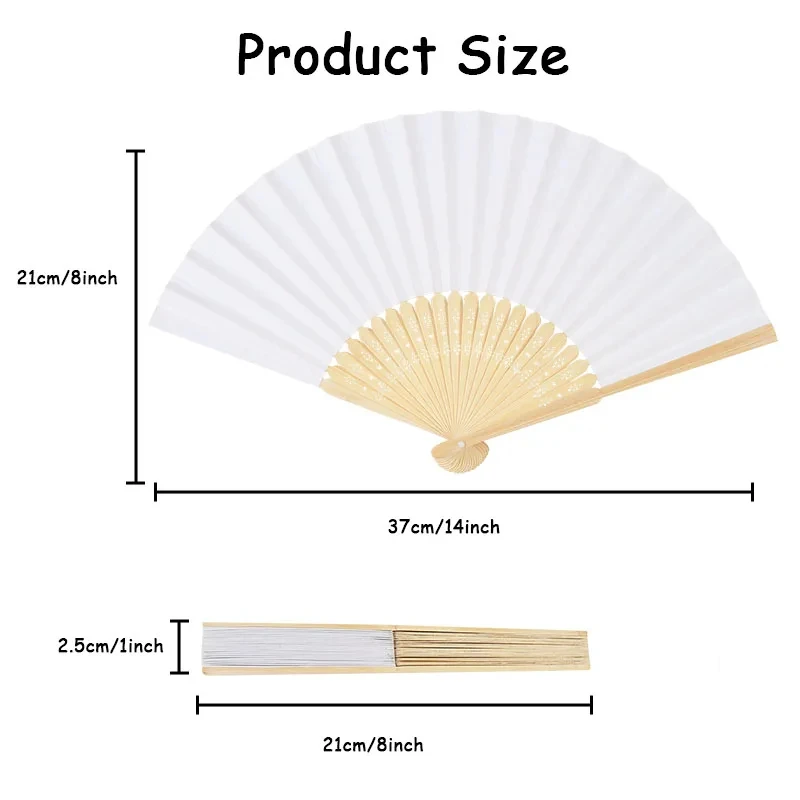 wholesale blank White Foldable Paper Fan Portable Chinese Bamboo Fan Wedding Gifts For Guest Birthday Party Decoration