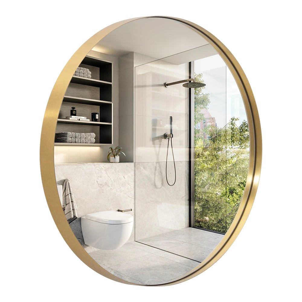 Wall Decoration for Bathroom Vanity or Home Decor 24 Inch Gold Mirror