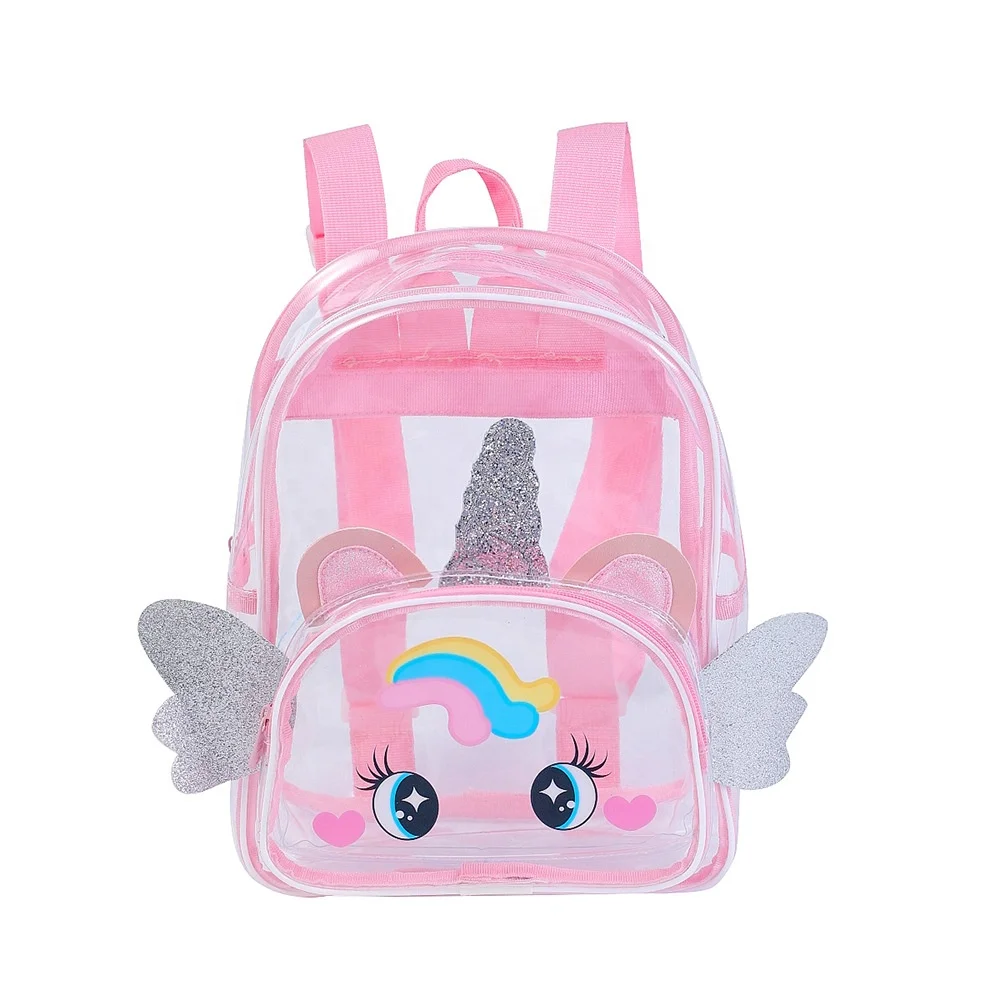 Transparent PVC Kids  Backpack Stadium Approved Mini Cute Clear School Bag Big Eyes Unicorn Waterproof Backpack