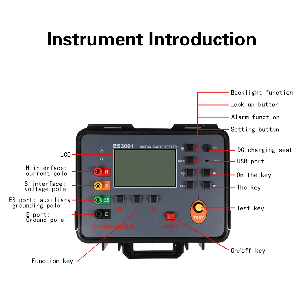 FUZRR ES3001 best valued Earth Testers 0.01 Accuracy ground resistance  testers multi-Functional earth resistance meters