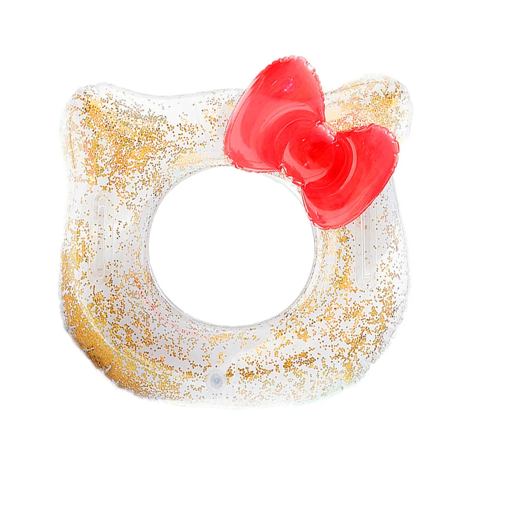 Customize Water Sports 60Cm Inflatable  Kitty cat shape Swim Thru Ring Kids