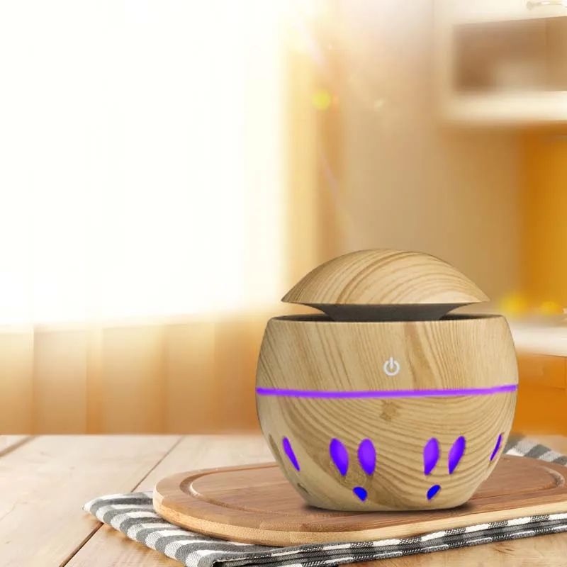 HonSun Hot sale Wood grain humidifier Led Pro Diffuser Mini home desktop office humidificador fog quantity Humidificateur