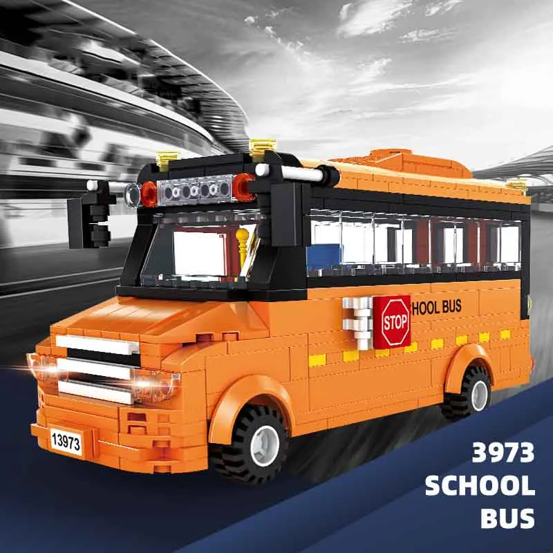 3973 Transportation Series Creative Plastic Build Block Double-decker Bus School Sightseeing Bus Building Toys For Kid Gift