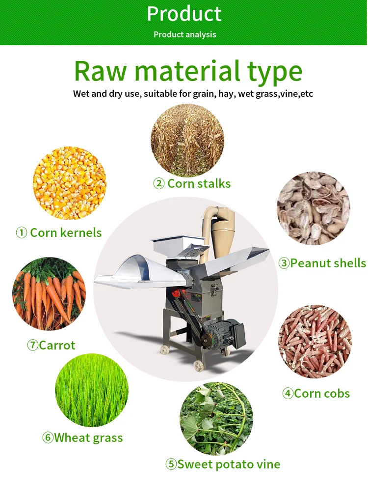 Feed crusher grinder grass feed processing machine Electric power  Corn rice husk maize grinding machine